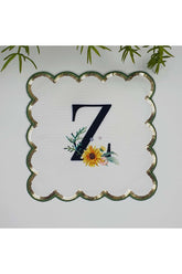 Z Harfi Baskılı Kişiye Özel Pul İşlemeli Monogramlı Nakış Kenar Pullu Kokteyl Peçetesi 1 Adet